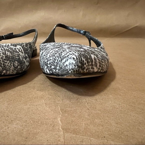 Stuart Weitzman | Slingo Snakeskin Embossed Pointed Toe Slingback Flats Size 6.5 - Picture 7 of 13